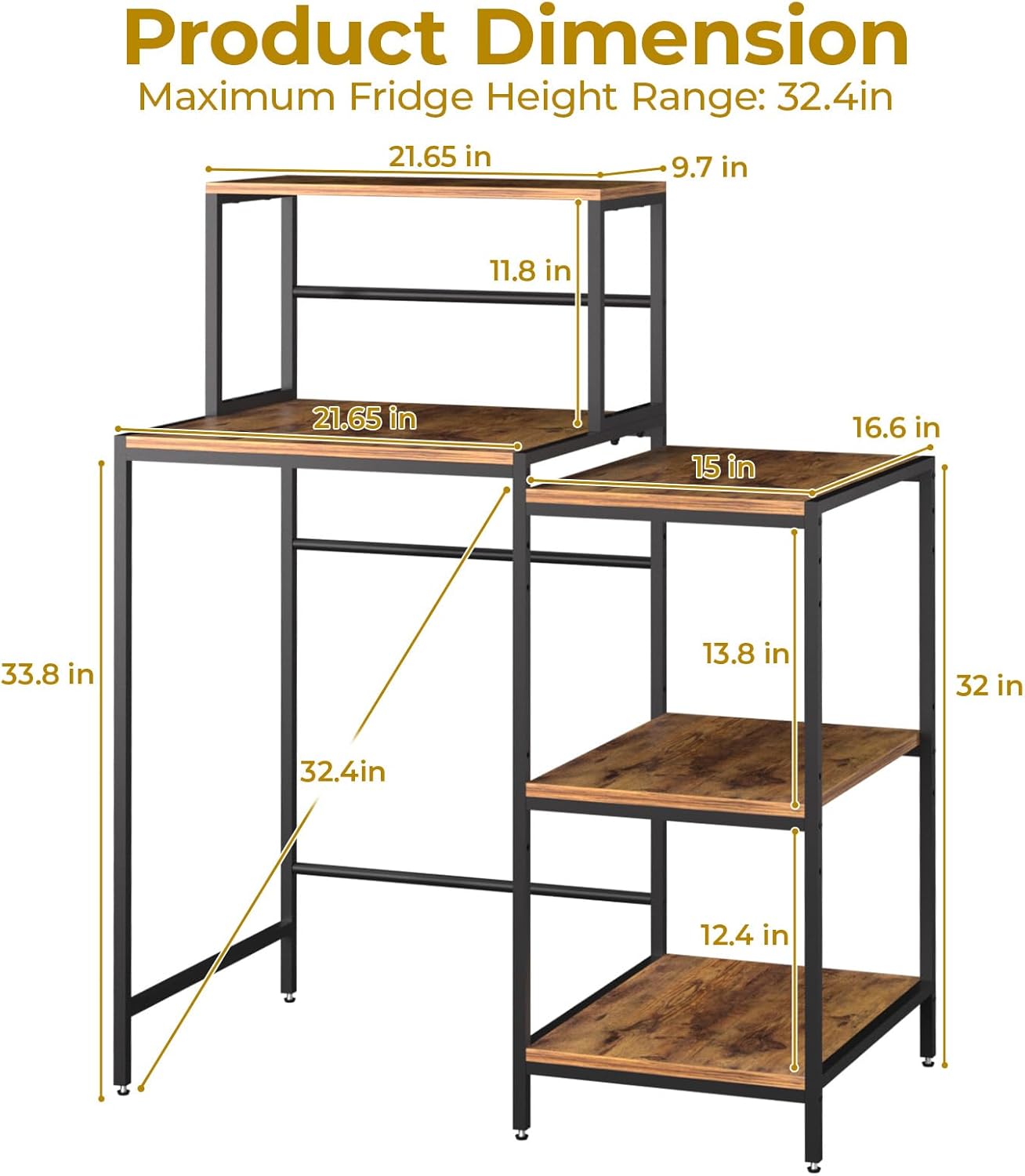 GCCSJ Mini Fridge Cabinet with Storage Shelves Multi-Functional Microwave Stand, Coffee Bar, Beverage Refrigerator Table, Mini Fridge Shelf for Kitchen, Living Room, Office