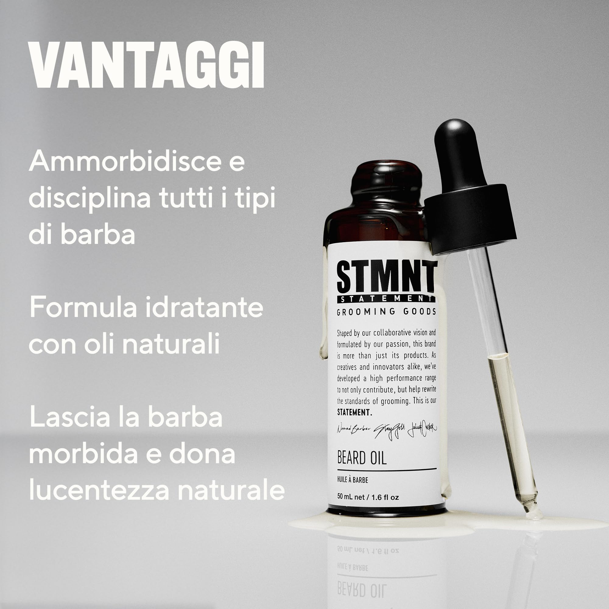 STMNT STATEMENT GROOMING GOODS Beard Oil - Olio per Barba Uomo - Idratante - Naturale - Agrumi e Legno 50 ml
