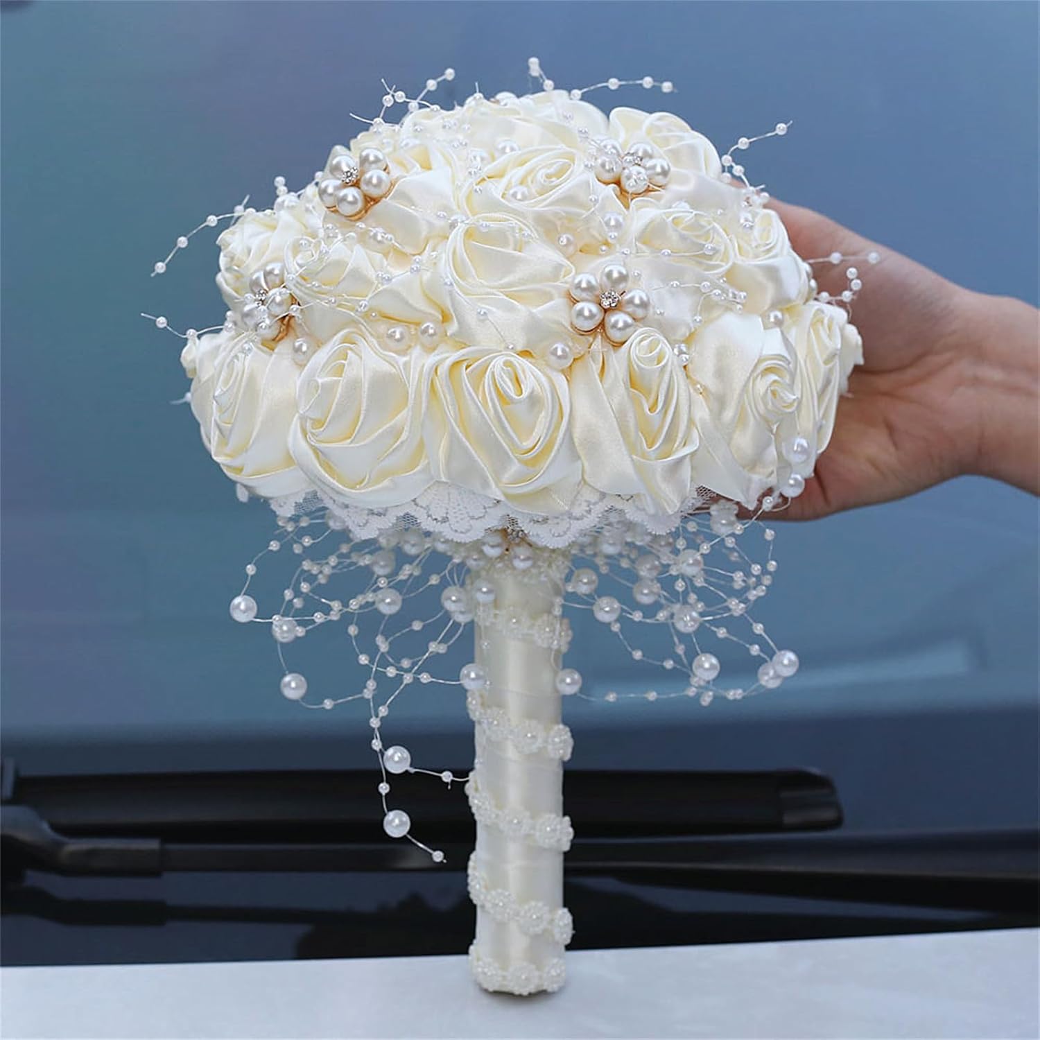Handmade Rhinestone Bridal Bouquet Crystal Wedding Round Tossing Bouquet Artificial Flower Bunch for Bride Bridesmaid - Image 7