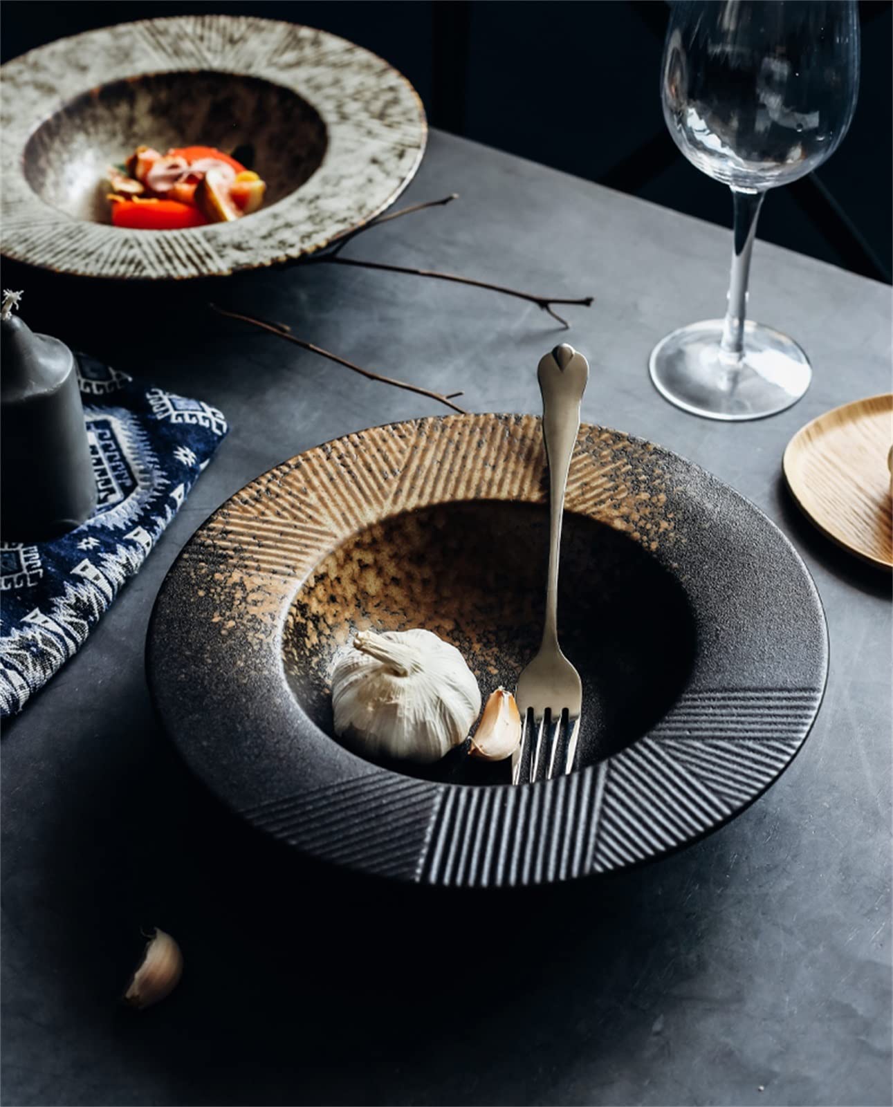 Miski z oprawkami, miski do zupy do kuchni z szeroką krawędzią, porcelanowa miska do makaronu w japońskim stylu, średnica 25 cm