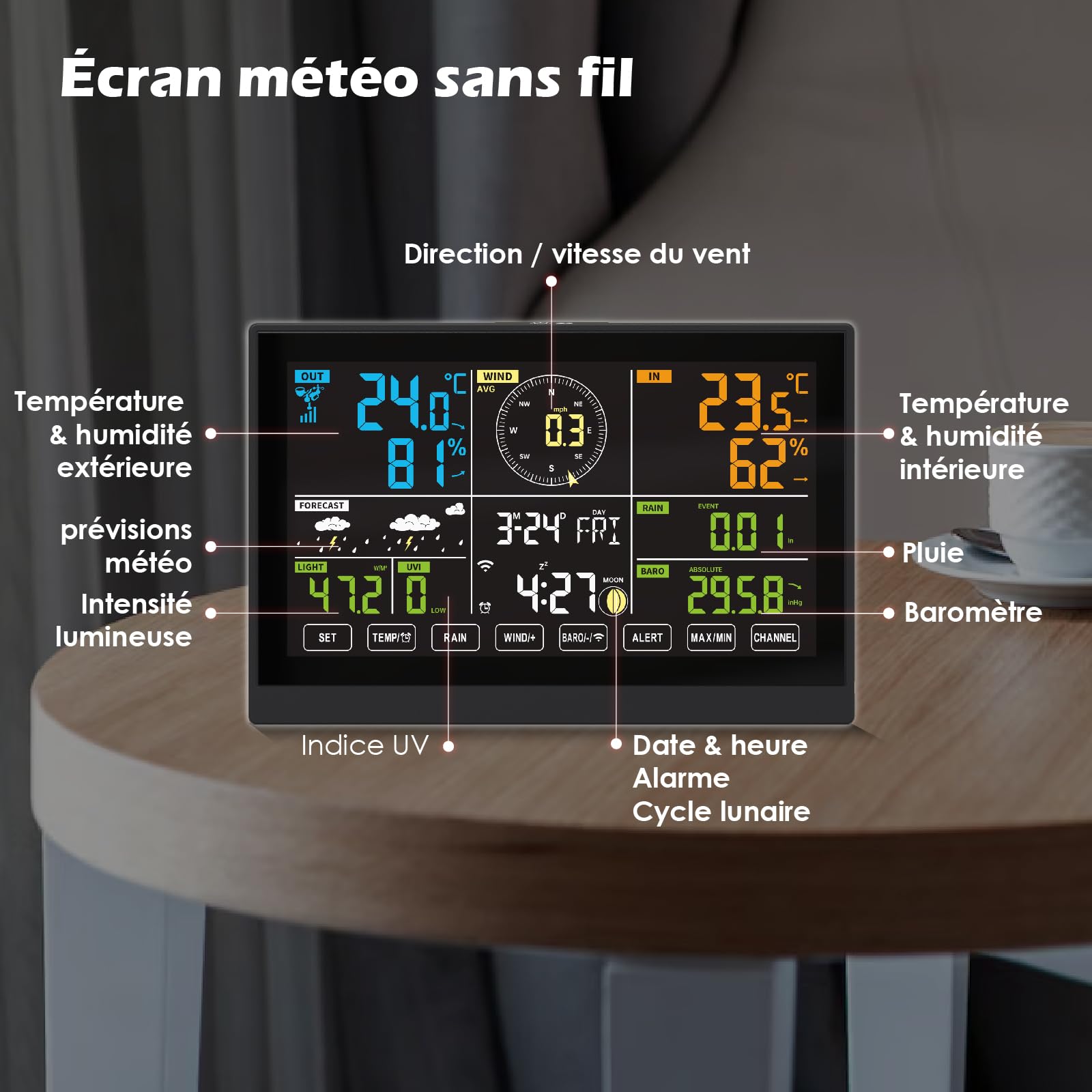 Station Météo professionnelle connectée Wifi – 8 en 1