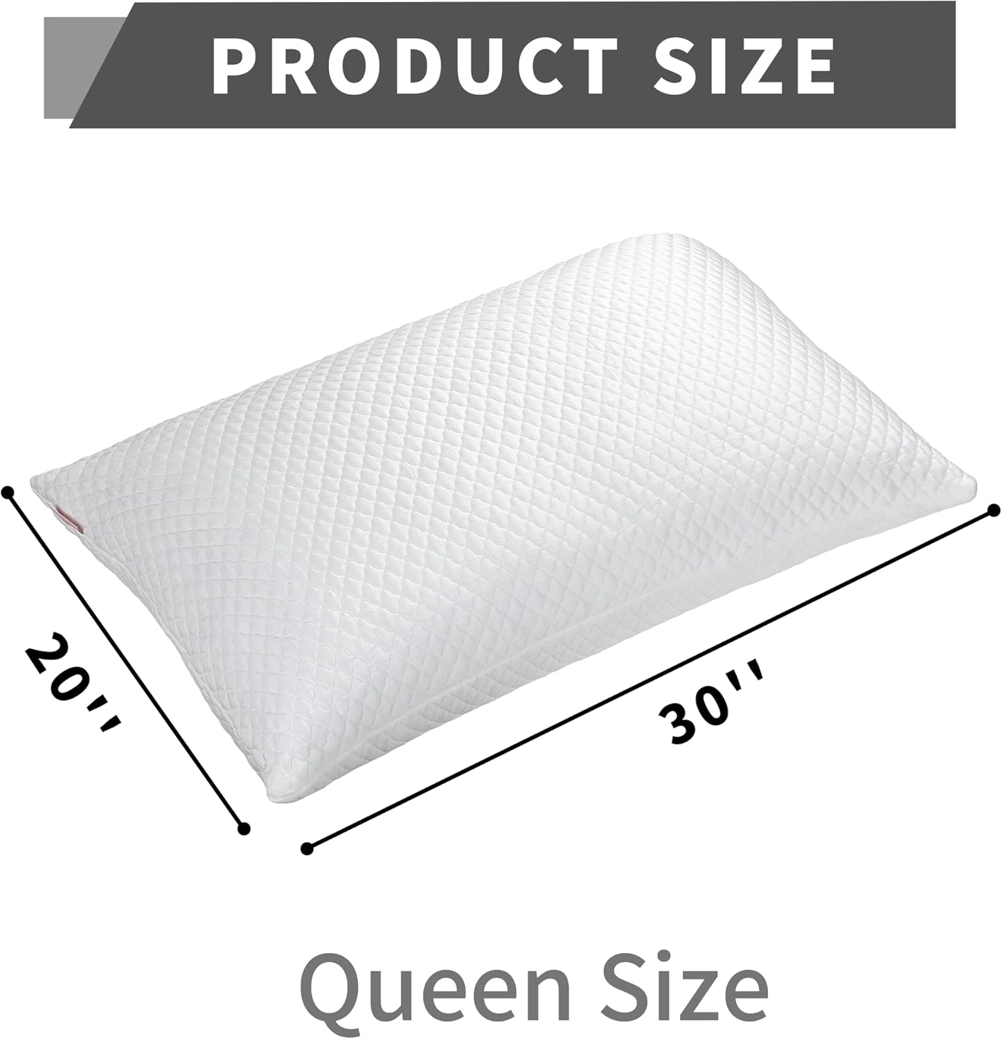 Cooling Pillow for Sleeping Queen Size Set of 2, Shredded Memory Foam Pillows Adjustable Firm Bed Pillow with Zipper, Cool Pillow for Hot, Side, Back and Stomach Sleepers