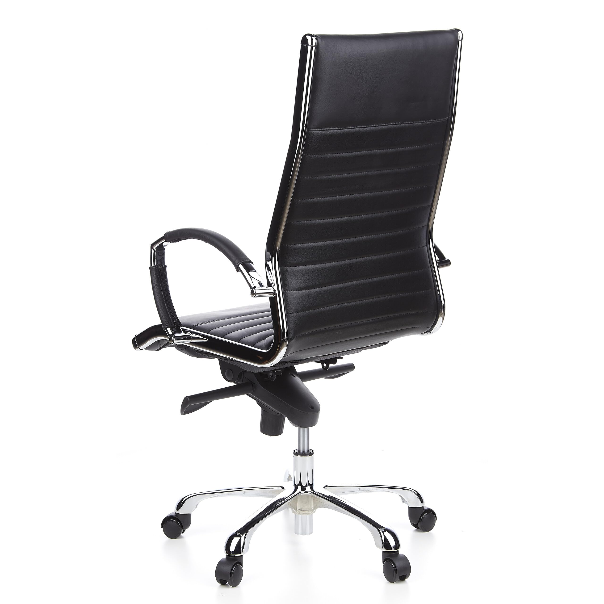 hjh OFFICE 660500 Profi Chefsessel Parma 20 Leder Schwarz Bürostuhl Drehstuhl, hohe Rückenlehne ergonomisch