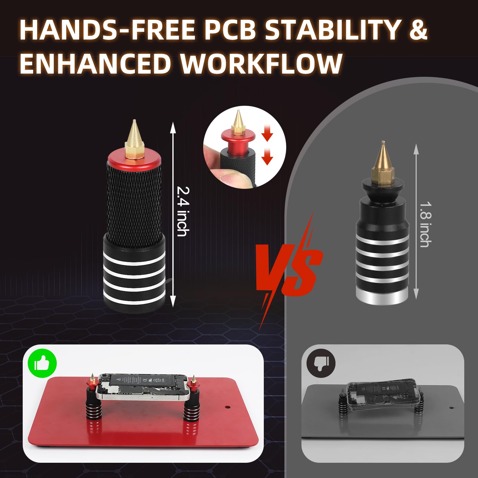 NEWACALOX - Strumento di aiuto di terza mano con 4 bracci di aiuto per saldatura, supporto per morsetto per PCB e 4 pilastri per supporto PCB (trattati termicamente)