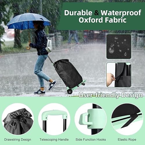 Miniatura 4 de SELORSS Carro de mano plegable 2 en 1, carrito de compras portátil con ruedas y bolsa impermeable extraíble, plegable, ligero, de gran capacidad