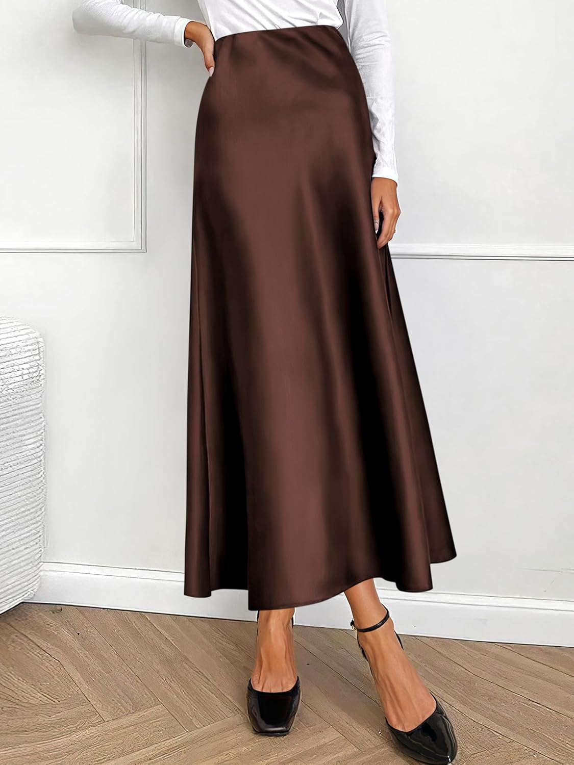 Prinbara Women's Satin Maxi Skirts Dressy Casual Zipped High Waisted Flowy Silk 2026 Spring Elegant Business Party Long Skirt - Image 7