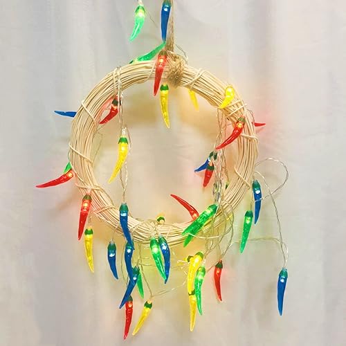 Miniatura 8 de Sezrgiu Guirnalda de luces rojas de chile y pimienta, luces de noche de hadas, guirnalda de cobre, lámpara colgante con pilas para decoración del