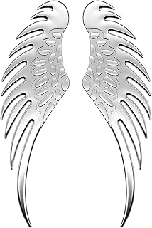 2PCS Angel Wings Stickers, Car Badge Decals, 5.5" 3D Metal Stereo Eagle Wing Stickers, Auto Exterior Decor Accessories Styling Hawk Eagle Logo Emblem Universal for Trucks, SUVs, Cars (Silver)