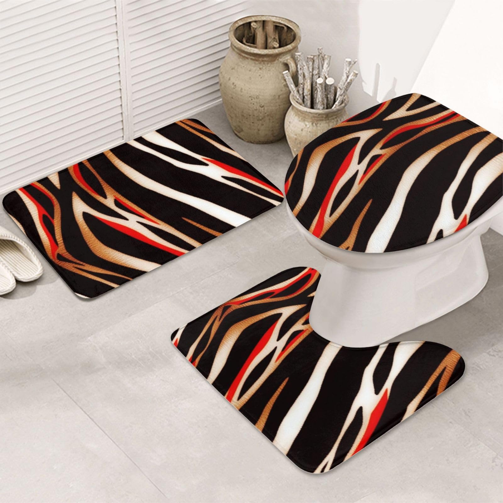 Tapis de salle de bain absorbants en U antidérapants motif léopard