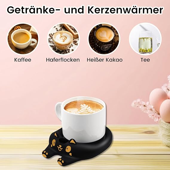 Cup Warmer Coffee Warmer for Desk Automatic Shut-Off Intelligent Candle Warmer with 3 Temperature Settings Electric Drink Warmer for Coffee Cocoa Tea (Black)