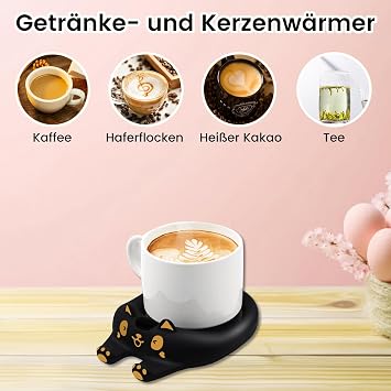 Cup Warmer Coffee Warmer for Desk Automatic Shut-Off Intelligent Candle Warmer with 3 Temperature Settings Electric Drink Warmer for Coffee Cocoa Tea (Black)