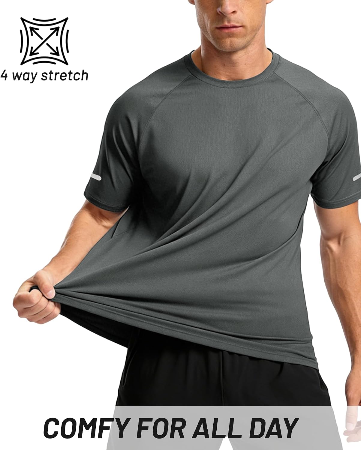 Little Beauty 3 Pack Mens Workout Shirts Fast Dry Athletic T-Shirts Moisture Wicking Running Gym Short Sleeve T Shirts
