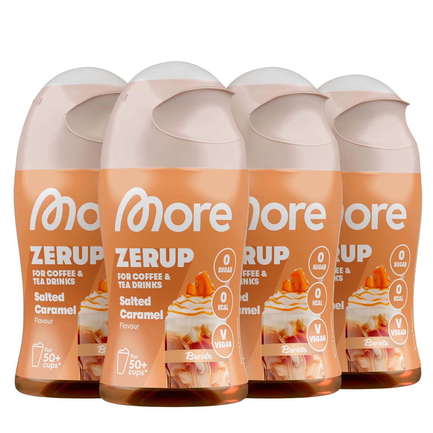 MORE Barista Zerup, Salted Caramel, 4 x 65 ml, für Kaffee, Tee und Heißgetränke, vegan, zero Kalorien - made in Germany