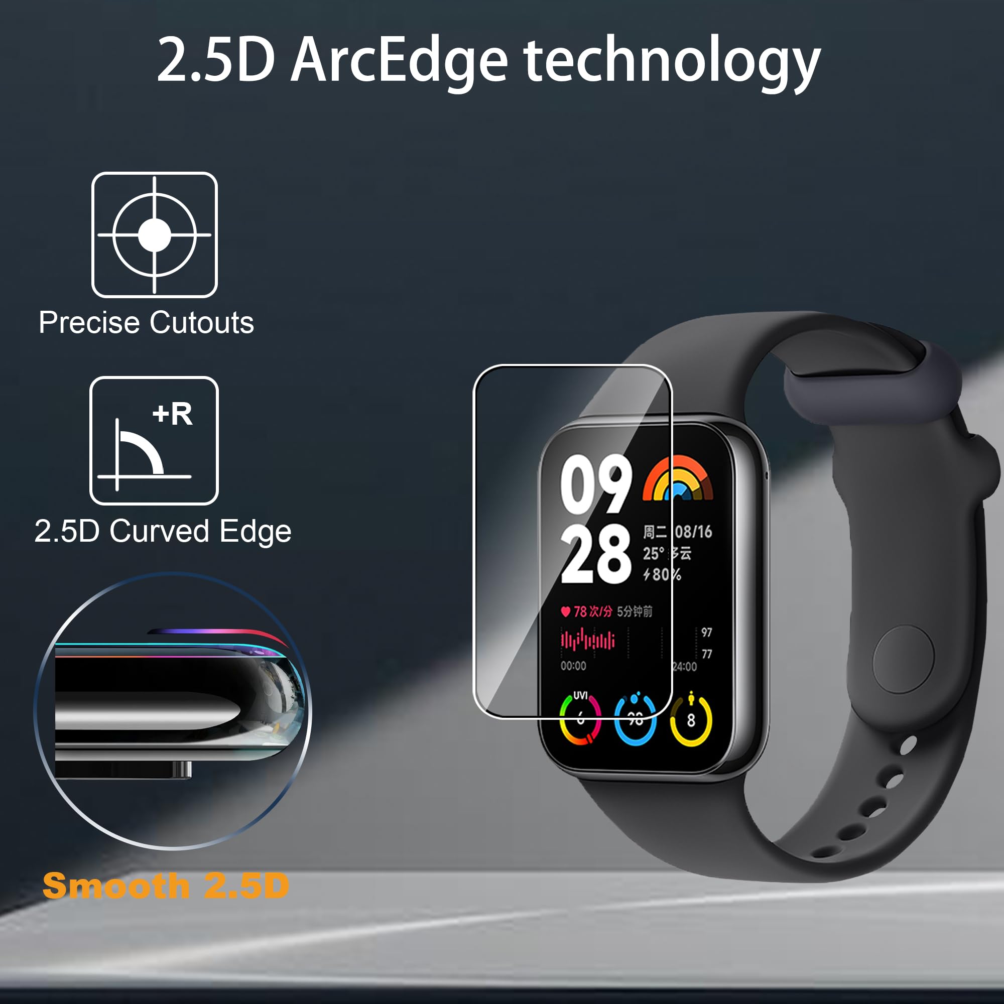 Pellicola Protettiva Vetro Temperato Per Xiaomi Smart Band 8 Pro – 3 Pezzi HD Chiaro, Anti-Graffio 9H, Anti-Impronta - 2