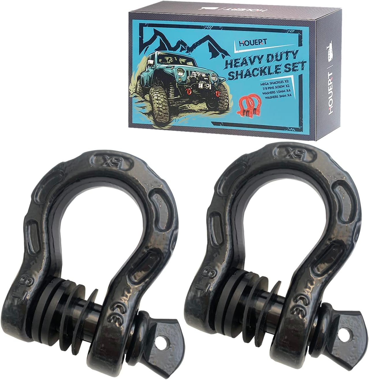EAG 3/4" Shackles D Ring for Tow Strap, Winch, OffRoad