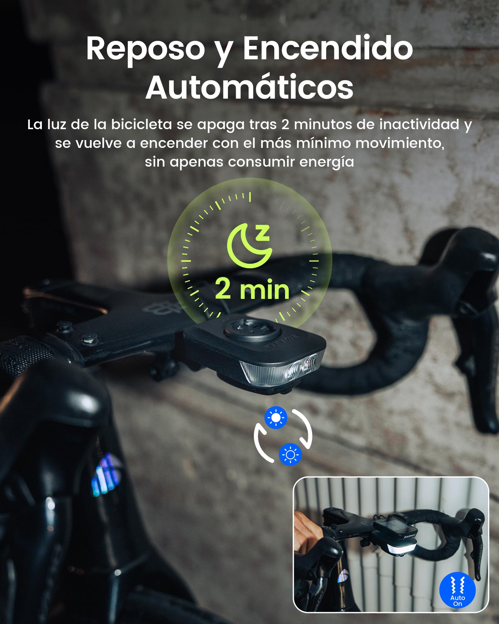 RAVEMEN FR500 500 Lúmenes Luz Delantera para Bicicleta de para Ciclismo Diurno y Nocturno, Compatible con Garmin/Wahoo Ciclocomputadores, 6 Modos USB C ON/Off Automático IPX6 Resistente al Agua