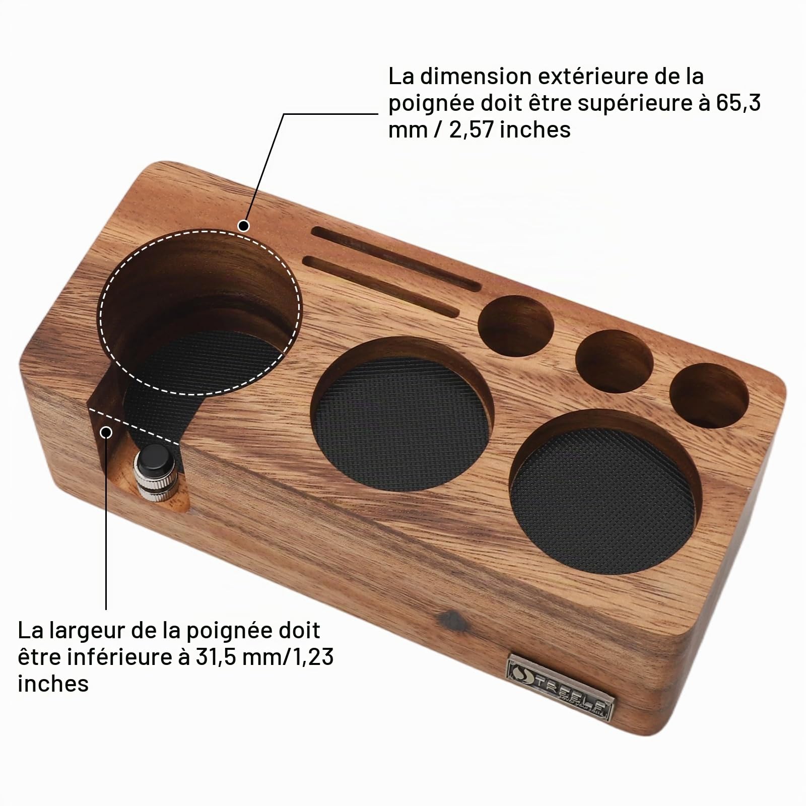 FARYODI Station de tamping pour espresso 54 mm, Station de tamping en noyer massif, Distributeur de café pour barista, Base de pression pour machine à café - Accessoire pour barista (54 mm)
