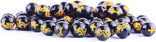 Miniatura 2 de Cuentas de piedra de mapa natural, 37 cuentas de piedra sueltas de 0.394 pulgadas (0.394 in), cuentas de piedra sueltas para hacer pulseras de 15