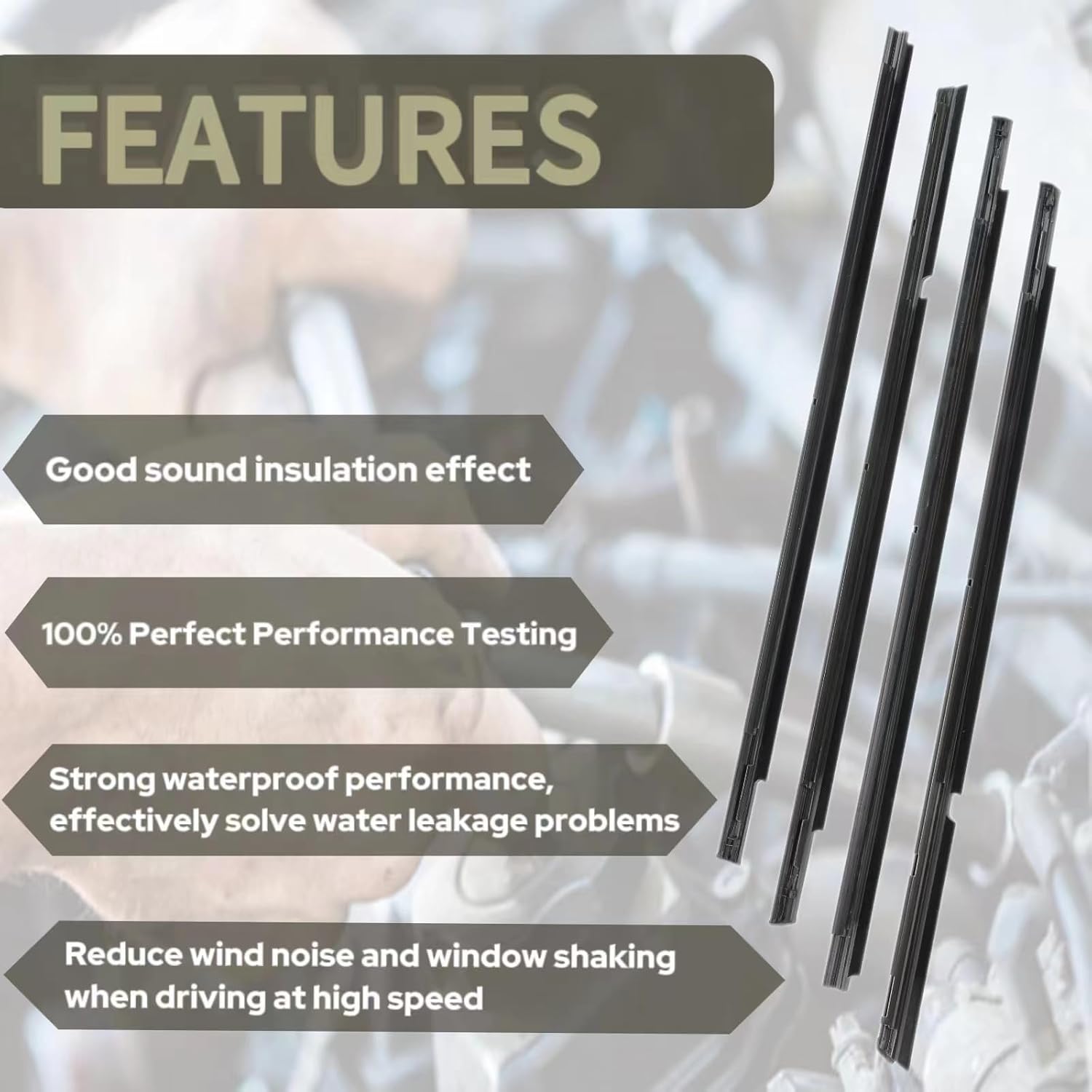 4Pcs Weatherstrip Window Moulding Trim Seal Belt Compatible with Mitsubishi Lancer 2008-2017 Car Outer Door Window Seal Belt Replaces# 5727A005 5727A006 5757A017 5757A018