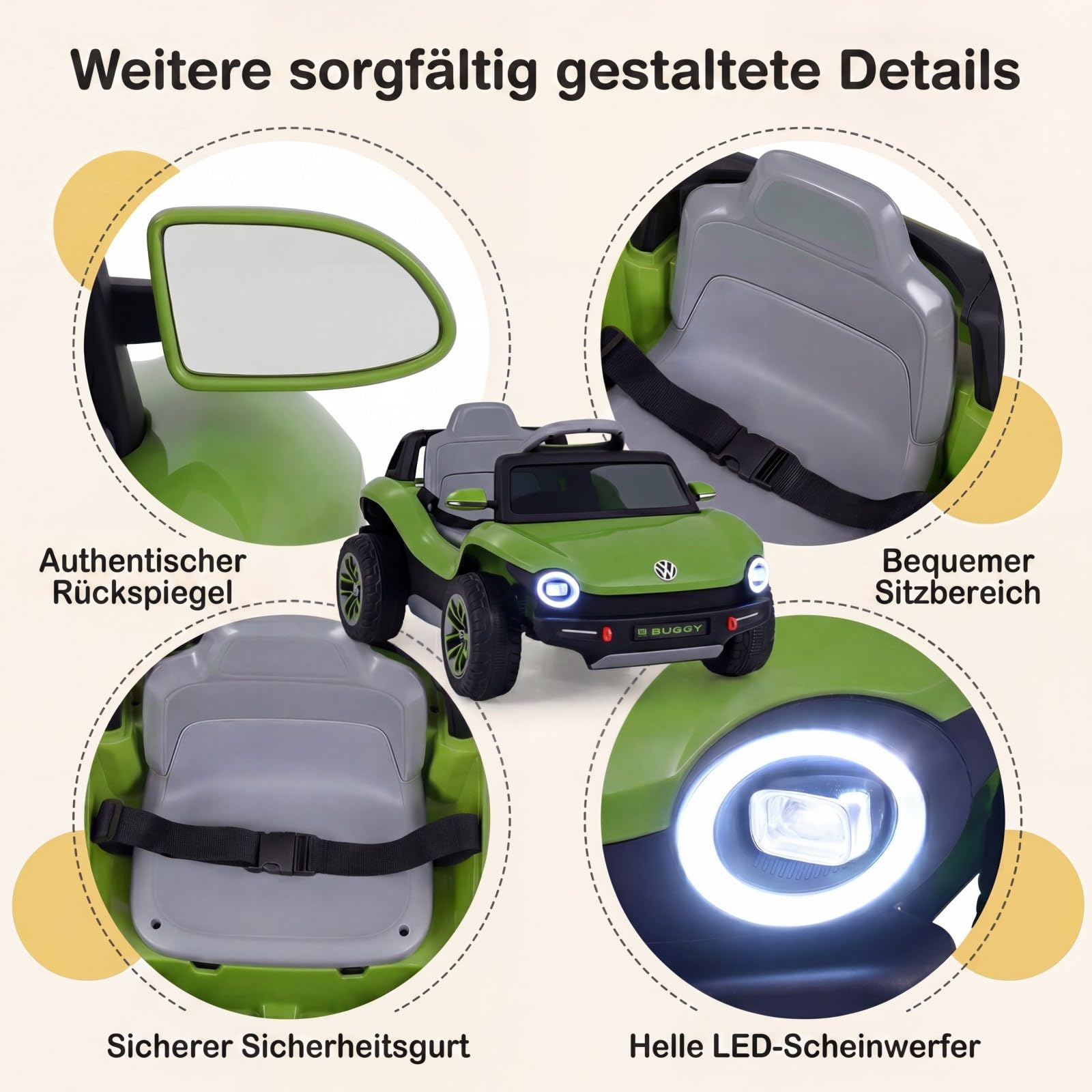 GOPLUS Samochód elektryczny dla dzieci VW, 12 V, dziecięcy samochód elektryczny, z pilotem zdalnego sterowania i łagodnym rozruchem, pojazd dziecięcy z reflektorem LED, muzyką i klaksonem, samochód