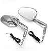 MZS Motorcycle Mirrors Chrome Compatible with VROD V-Rod Muscle VRSCF 2009-2017, LED Turn Signals Rear View Side Mirror Accessories