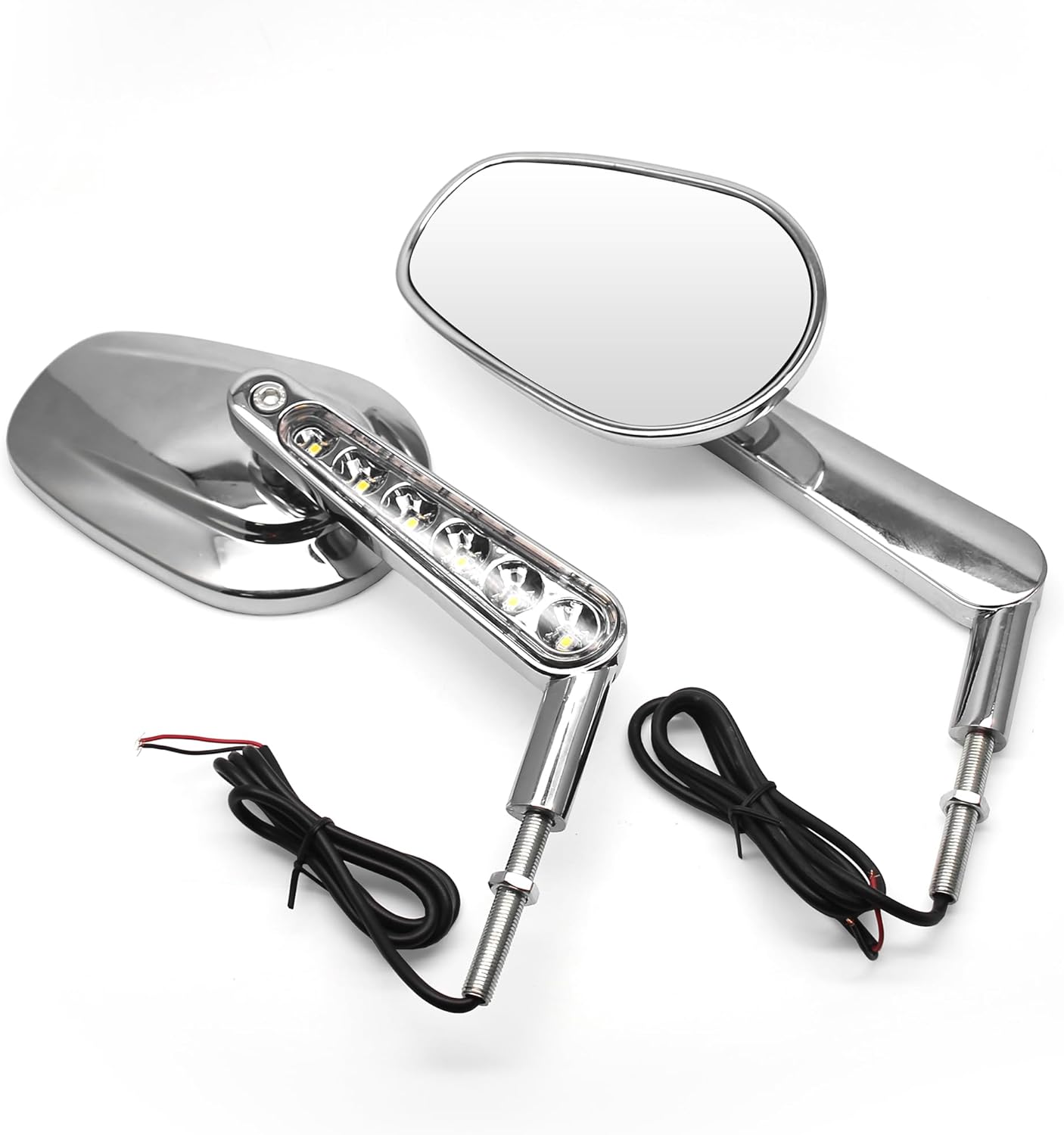 MZS Motorcycle Mirrors Chrome Compatible with VROD V-Rod Muscle VRSCF 2009-2017, LED Turn Signals Rear View Side Mirror Accessories