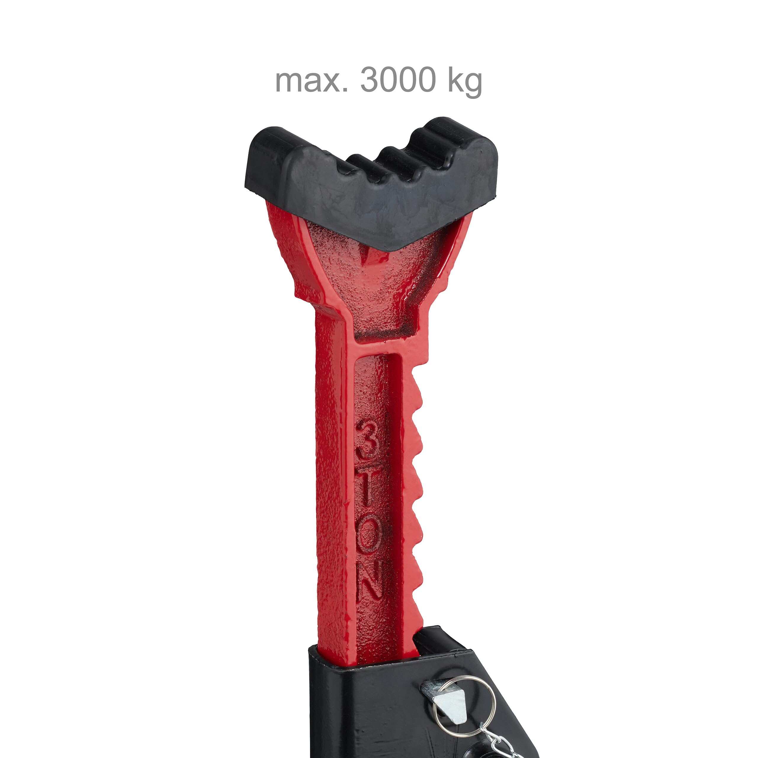 Relaxdays Cavalletti Auto 3t, 29-42 cm, Coppia da 2 Crick Alza Automobile, Camper, Cric Sollevatore Officina, Nero Rosso