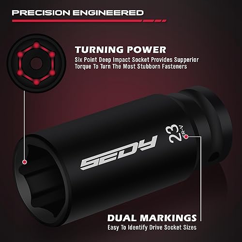 Miniatura 4 de Juego de 29 llaves de vaso de impacto SAE y métricas de 12" con barras de extensión - Material CR-V