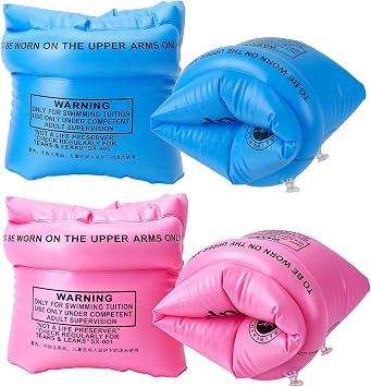 Arm Floaties for Adults - 4 Pack Pool Floats Arm Bands Flotation Tubes, Blue Pink Inflatable Swim Water Ring PVC Arms Floaty Floater Sleeves for Women Men Summer Outdoor Swimming Pool Beach Party