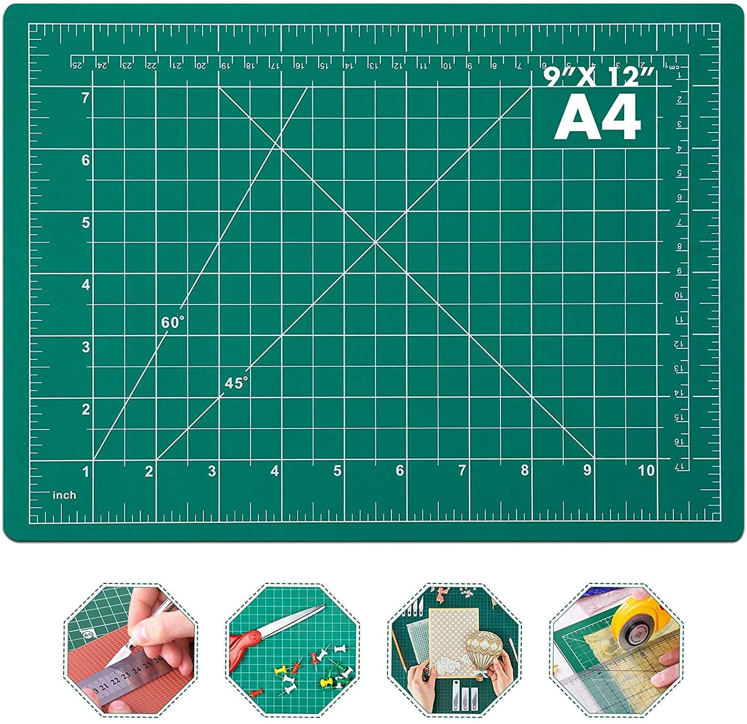 GOODIEBOX A4 Cutting Mat Double Sided 5-Ply Craft Cutting Board for Sewing Crafts Hobby Fabric Precision Scrapbooking Project 9" x 12"