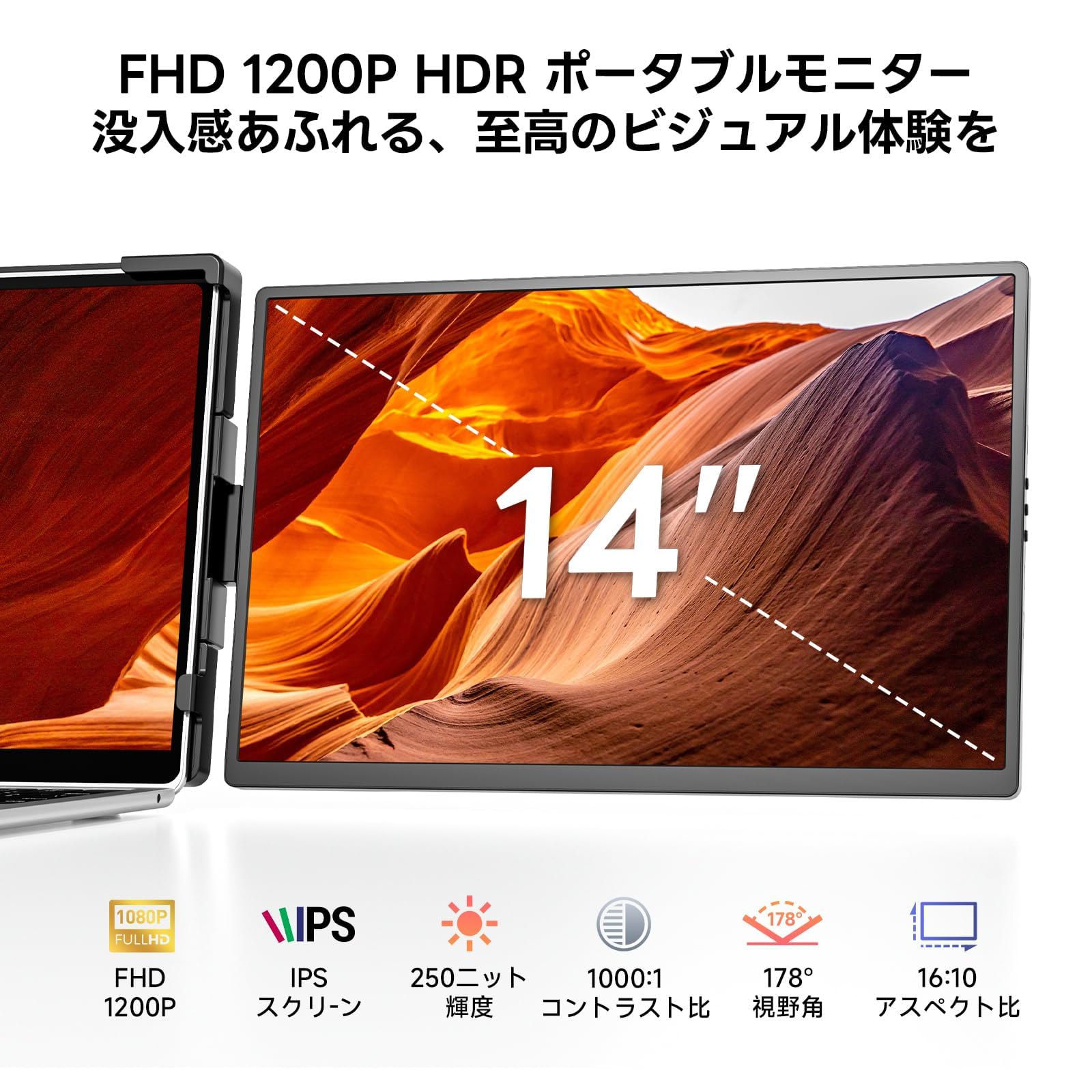 Amazon.co.jp: デュアルモニター Omiodo 14.1インチ 1200P FHD