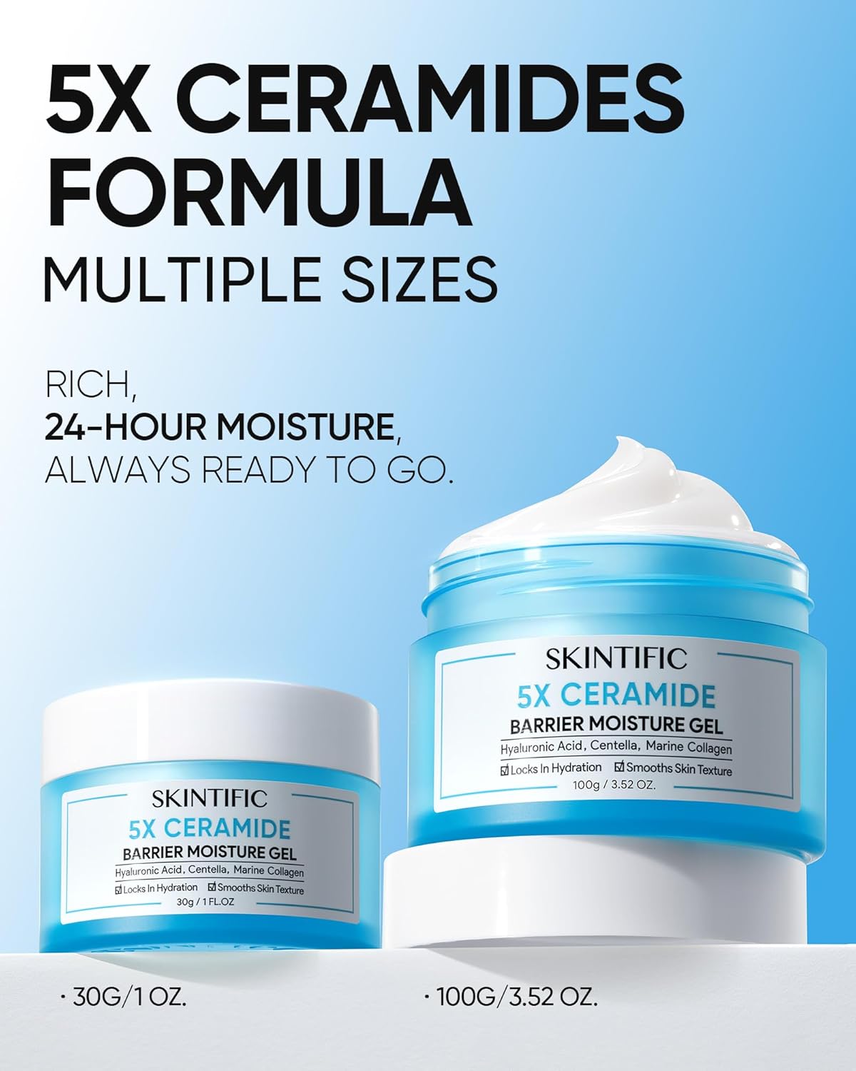 Face Moisturizer with 5X Ceramides, Hydrating Moisture Barrier Repair Cream for Sensitive/Oil Skin Types, Hyaluronic Acid & Centella, Daily Facial Moisturizer, Non-Comedogenic 100g/3.53fl.oz - Image 7
