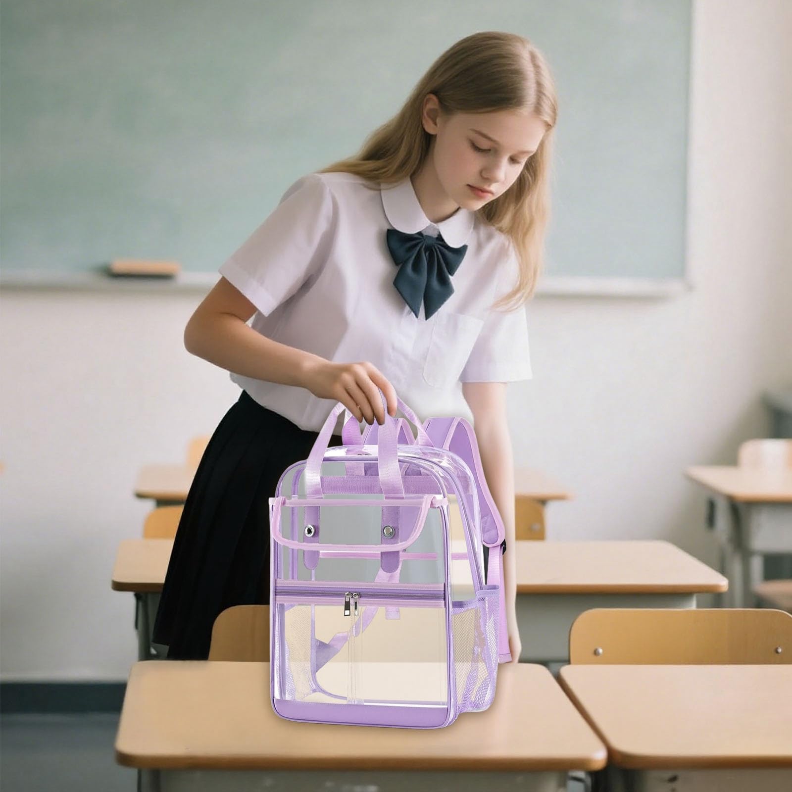 Zaino Scuola Elementare, Zaino Asilo Bimbo Spallacci Imbottiti, Zaino Trasparente per Bambini, Leggero, per la Scuola, per Ragazzi e Ragazze, con comode tracolle