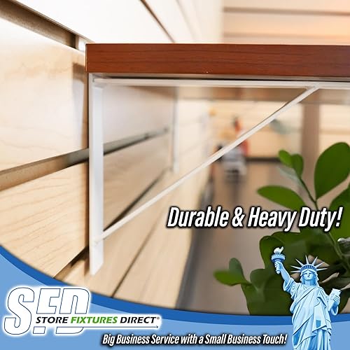 Miniatura 5 de 12" blanco Heavy Duty Slatwall soporte de estante con soporte & Lip10piezas