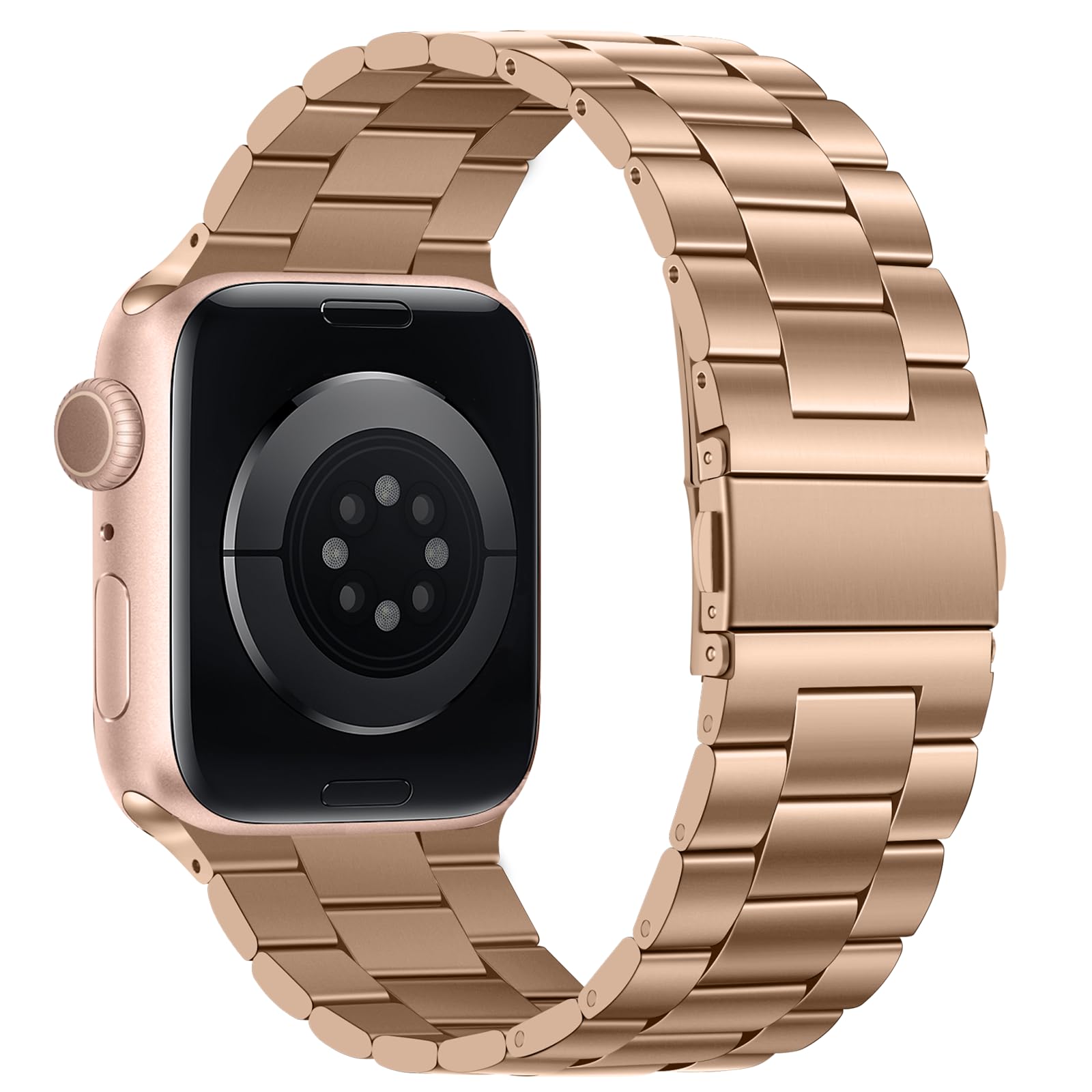 Tasikar Cinturino in metallo compatibile con Apple Watch 46mm (serie 10) 45mm 44mm 42mm Cinturino in acciaio inossidabile compatibile con Apple Watch SE serie 10 9 8 7 6 5 4 3, Oro rosa