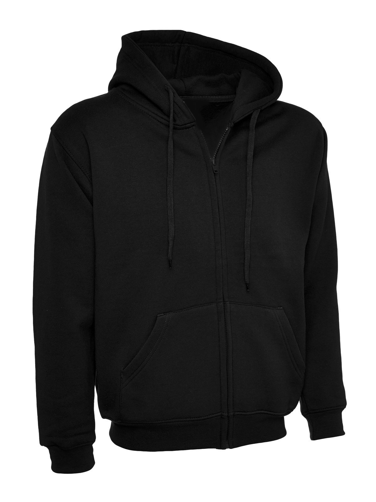 Ladies Zip-Up Hoodie Size 10 to 28 Plus Loose Fit Plain Hooded Sweatshirt New (UK 22-24, Black)