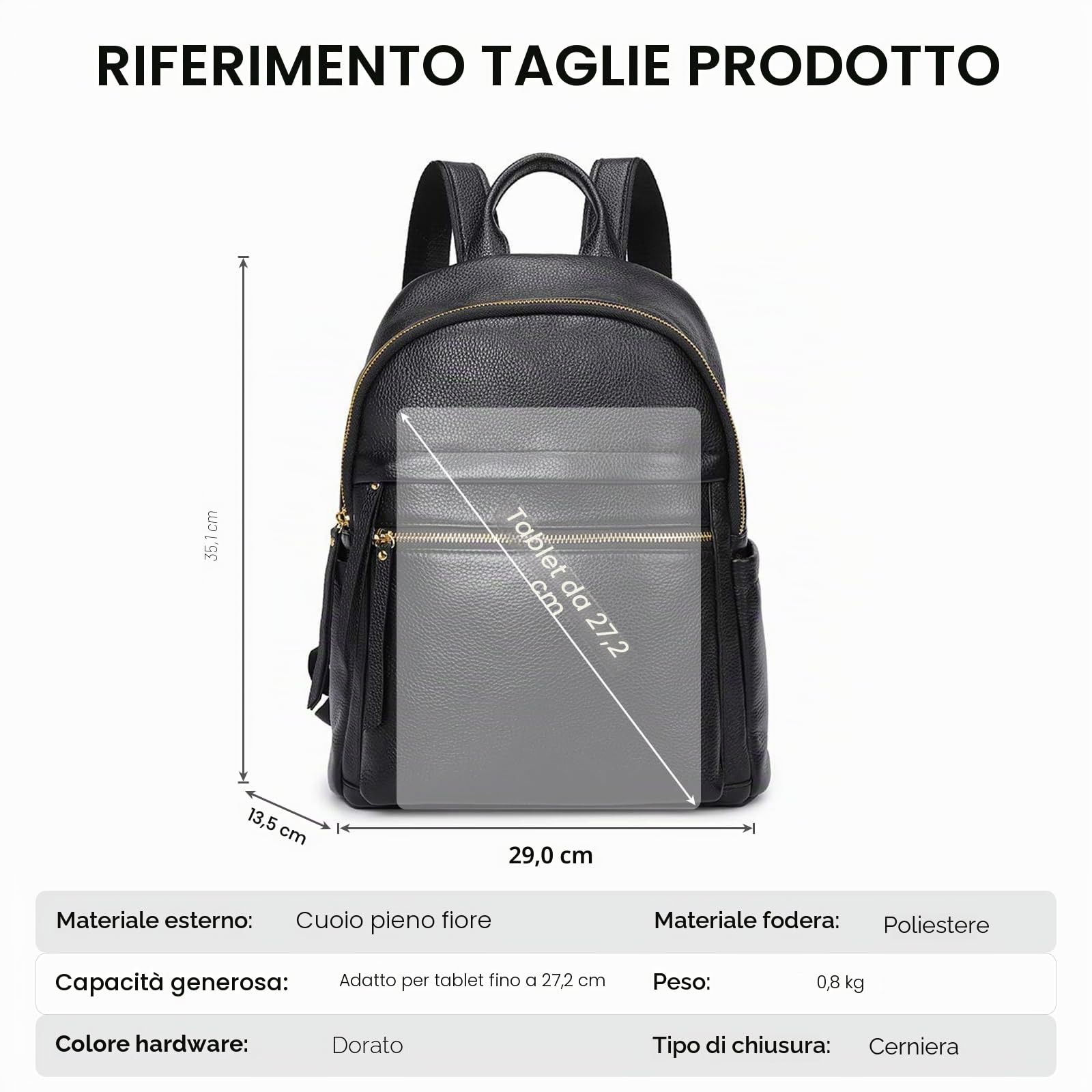 Kattee Borsa zaino in vera pelle per donna Borsa a tracolla elegante multifunzionale in morbida pelle per ufficio, shopping, viaggio