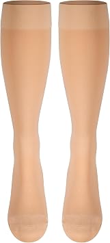 NuVein Medical Compression Stockings, 20-30 mmHg Support for Women & Men, Microfiber Knee Length, Closed Toe, Beige, Medium