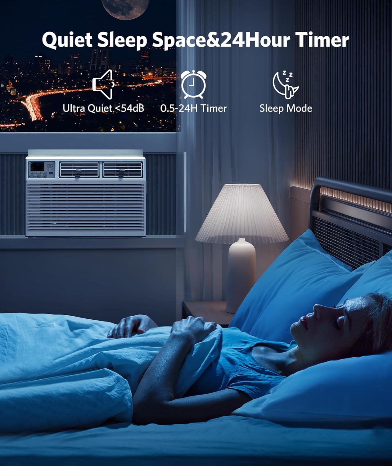 10,000 BTU Window Air Conditioner Cools up to 450 Sq. ft, Ultra Quiet Window AC Unit with Remote Control, 4 in 1 Energy Saving Air Conditioner Window Unit, Sleep Mode, Easy to Install