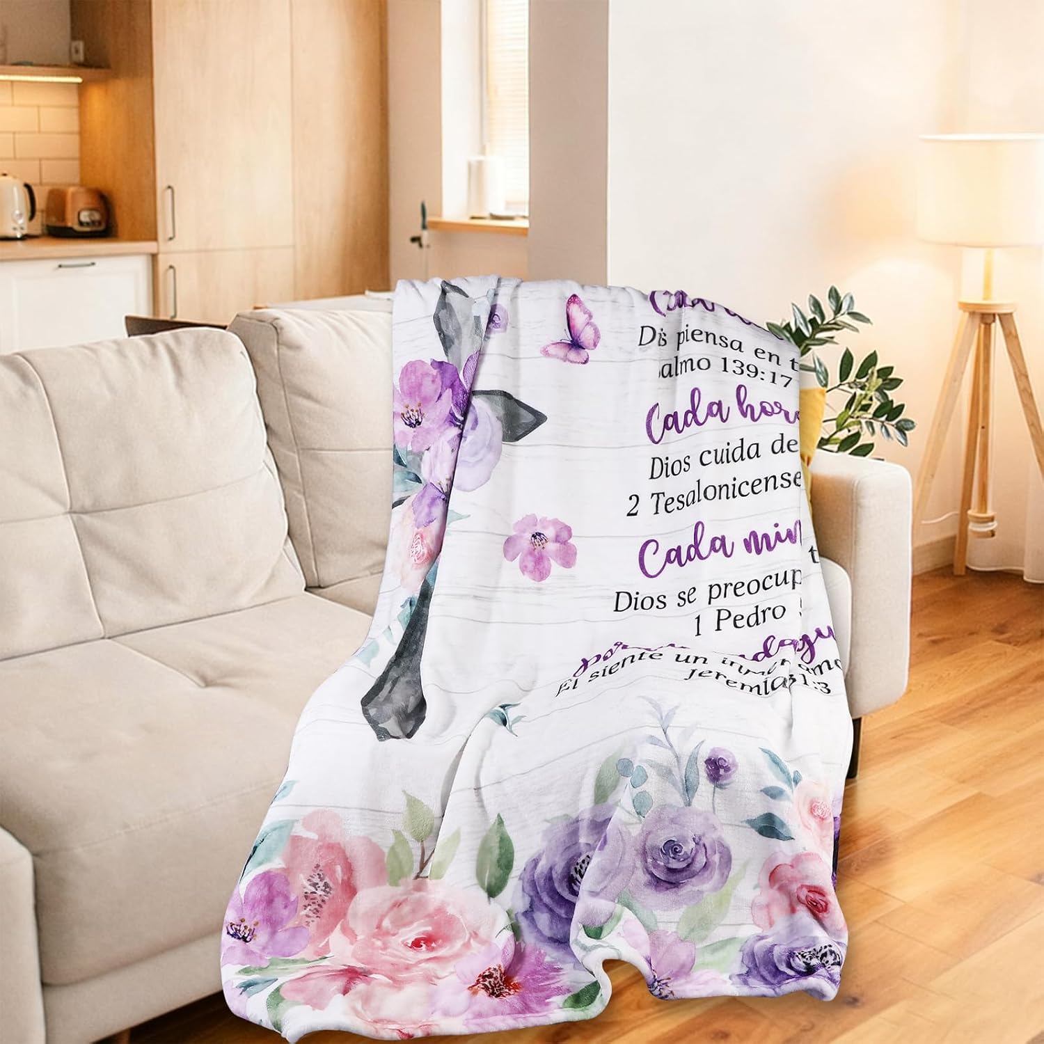 Christmas Spanish Gifts for Women 50"X60" Faith Bible Throw Blanket Regalos Cristianos para Mujeres en e, Religious Gift for Church Teacher Mother Sister Friend Nurse - Image 3