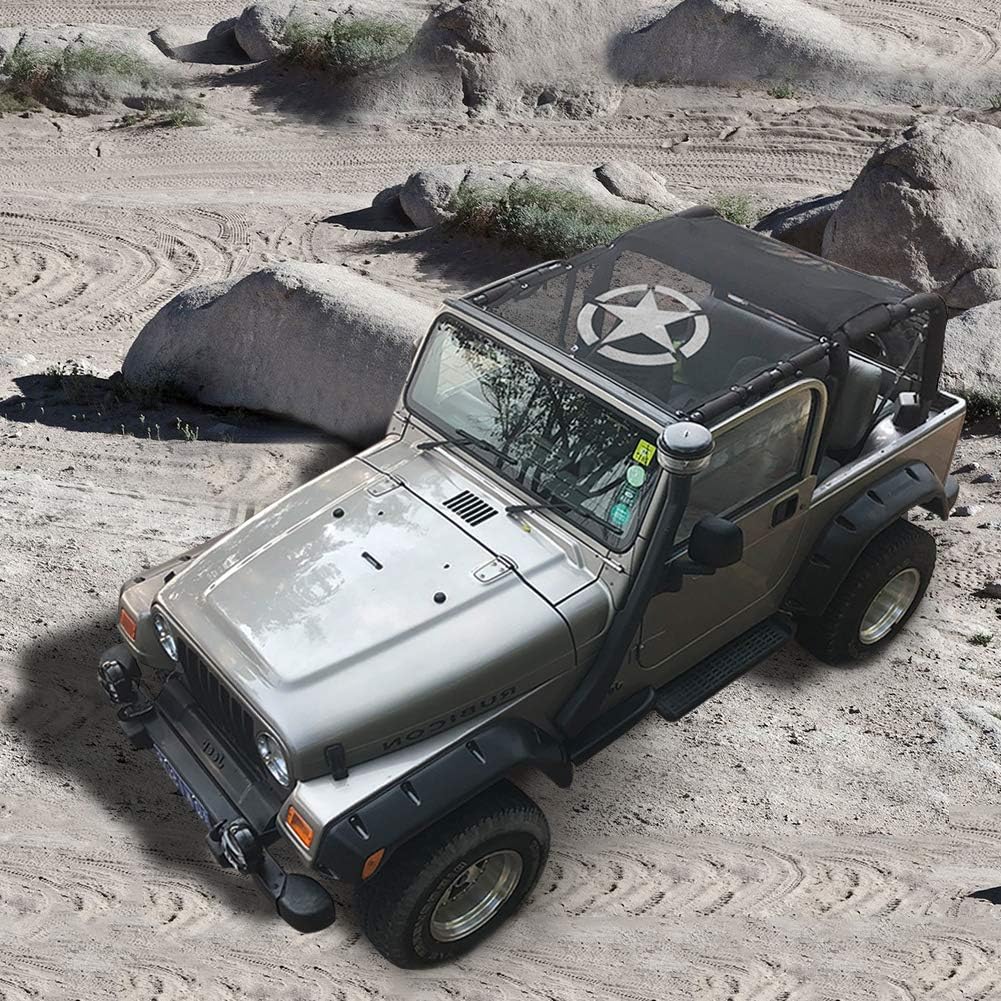 sukemichi TJ Bikini Top Sunshade Mesh Top for Jeep Wrangler TJ Accessories 1997-2006, Blocks UV, Wind, Noise, Star