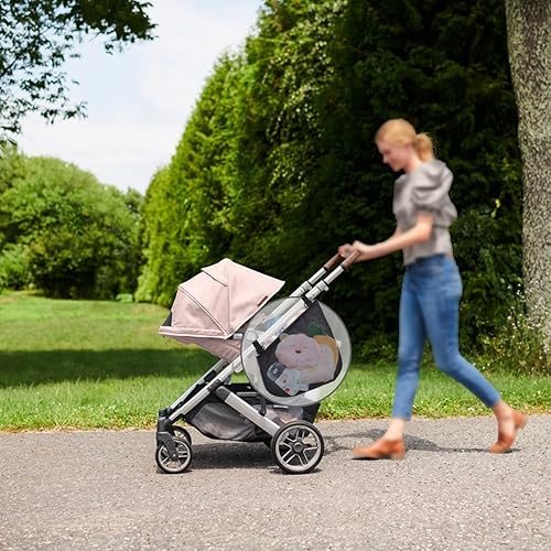 Miniatura 6 de Alovexiong Paquete de 2 bolsas organizadoras universales para cochecito, red de transporte lateral, correas antideslizantes y ajustables, bolsa de