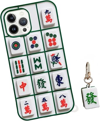 Phone Cases for Cute iPhone 14 Pro Case, Silicone 3D Kawaii Phone Cases Squishy Fidget Protective Camera Lens Protector Cover CaseiPhone 14 Pro, Mahjong