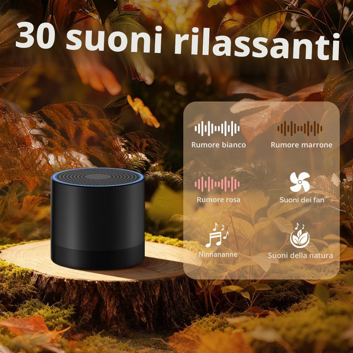 Sound Machine White Noise Machine 30 Suoni non looping 4 timer Volume regolabile Funzione di memoria Marrone Rumore Suoni Macchina per il bambino