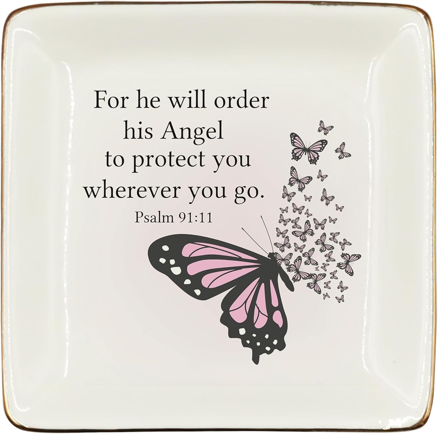 WODMIS Christian Coquette Blue Bow Ceramic Jewelry Tray Dish, Preppy Bible Verse Jewelry Plate Ring Trinket Dish, Trendy Aesthetic Ribbon Gifts for Women Bestie Best Friends 511