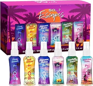 So...? Escapes Body Mist Set 6pc - Vegan Cruelty-Free Travel Size Perfumes for Women, Long-Lasting Everyday Sprays