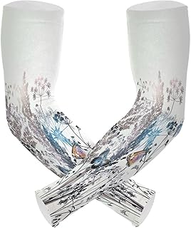 Boccsty Field Flowers Gardening Sleeves Arm Protection for Women Florals Butterfly Men Garden Sleeves Cooling Sun Sleeves with Thumb Hole