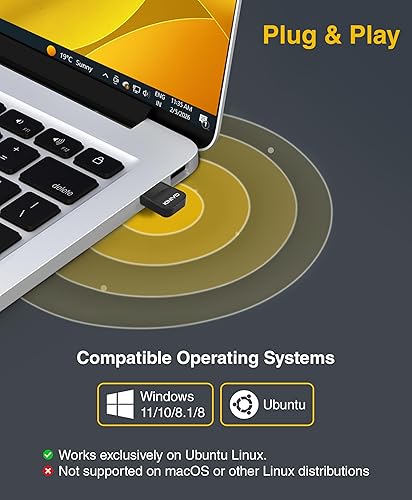 Miniatura 3 de Kinivo USB Bluetooth Adapter for PC (BT6.0, Plug & Play Wireless Dongle Receiver for Ubuntu, Windows 11/10/8.1/8) – Works with Laptop, Headsets,