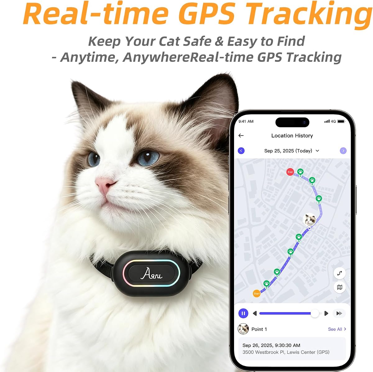 Aorkuler Outdoor GPS Dog Tracker for No-Signal Areas - Off Grid Pet Locator Finder Tracker, Real-Time Tracking view 2