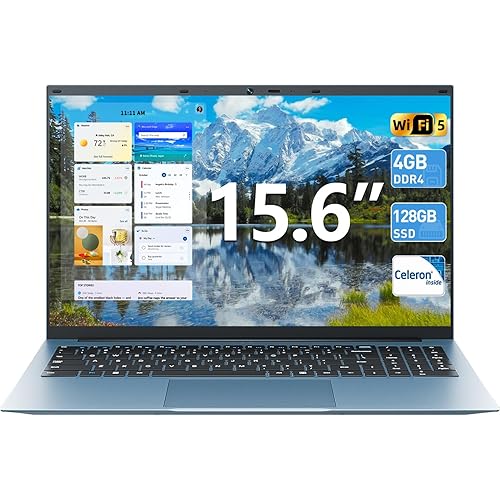 SGIN Laptop Win 11, 15.6 Inch Laptops Computer, Celeron N4000 Processor, 4GB RAM 128GB SSD, BT5.0, HDMI, Webcam, 7000mah Battery, Type-C, 180° Viewing, 2.4/5G WiFi, USB 3.2 * 3(Gray)